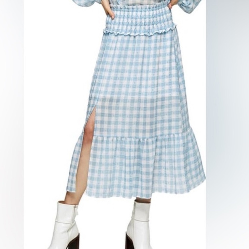 Topshop | Blue Checkered Gingham Skirt | size US 6